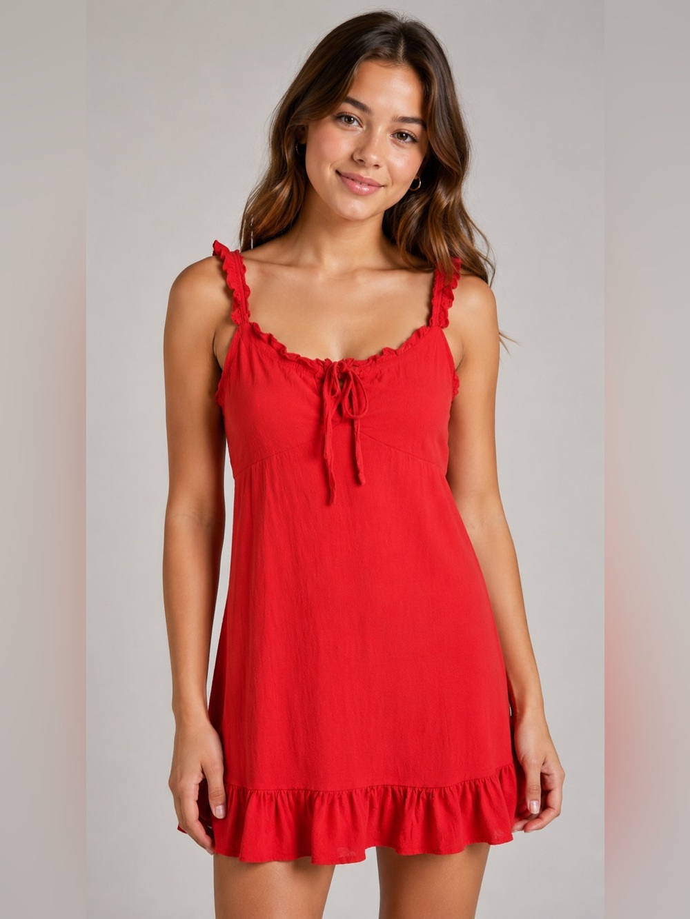 Moolala Red Ruffle-Strap Mini Dress Girls Size 12